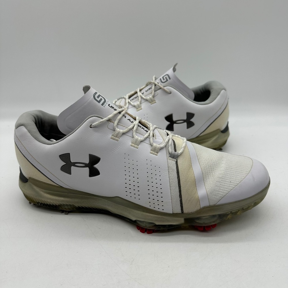 Under Armour 3021204-102 Mens 10.5 Spieth 3 White Spiked‎ Waterproof Golf Shoes